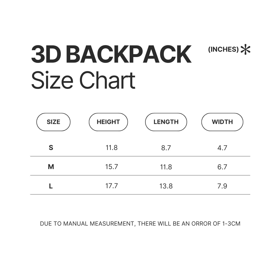3D Backpack Size Chart - Schnauzer Gifts Shop