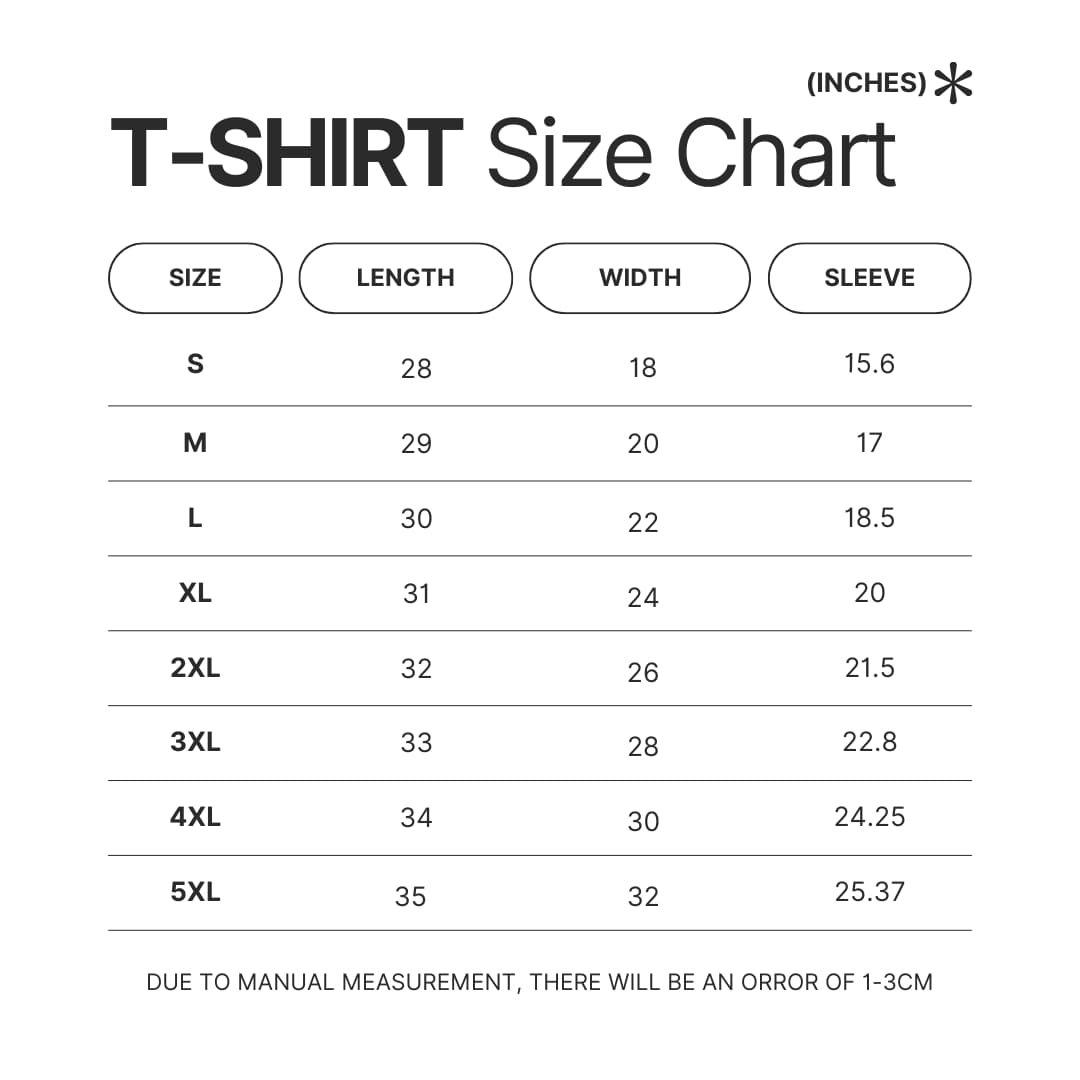 T shirt Size Chart - Schnauzer Gifts Shop