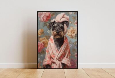 Schnauzer Giant Bathrobe Bathroom Portrait Wall Art