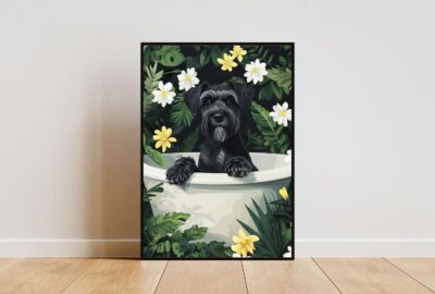 Schnauzer Giant Bathtub Bathroom Bath Wall Art