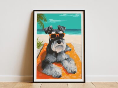 Schnauzer Miniature Beach Hawaiian Vacation Wall Art
