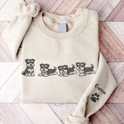 Schnauzer Playing Embroidered Sweatshirt
