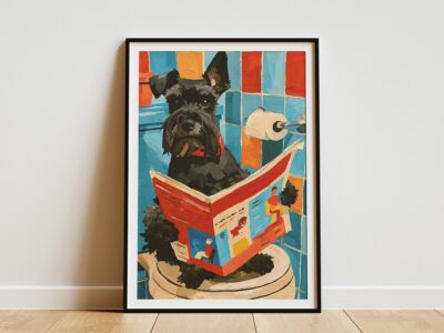 Schnauzer Black Miniature Reading Newspaper Wall Art