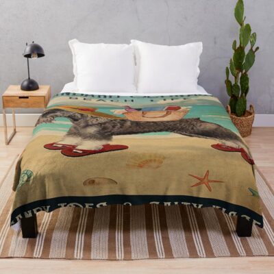 Schnauzer Vintage Illustration Throw Blanket